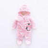 Winter jumpsuit velvet hooded baby clothing