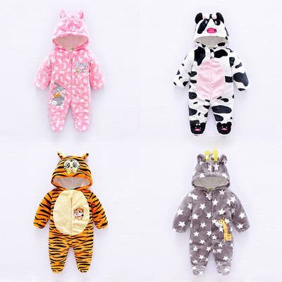 Winter jumpsuit velvet hooded baby clothing