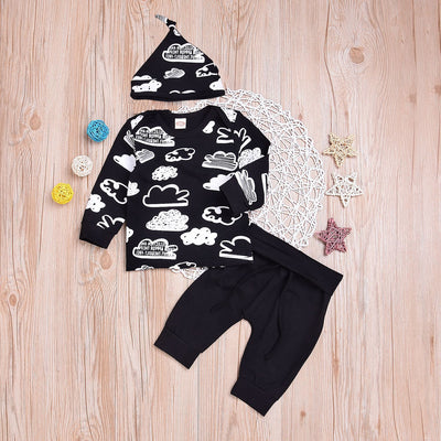 Cute Child Cloud Doodle Set + Three-piece Hat