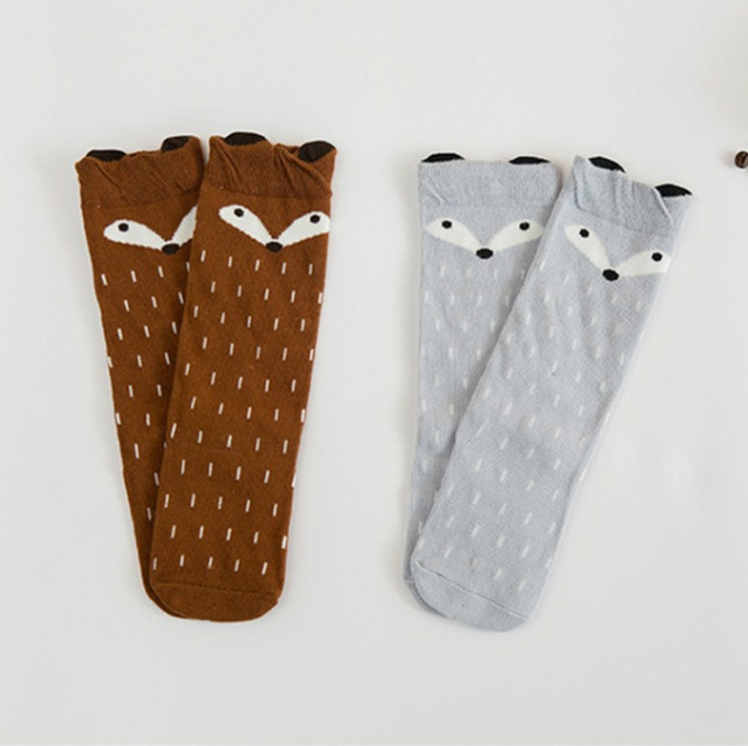 Spring and Autumn Cartoon Cute Fox Dot Stereo Breathable Children's Socks